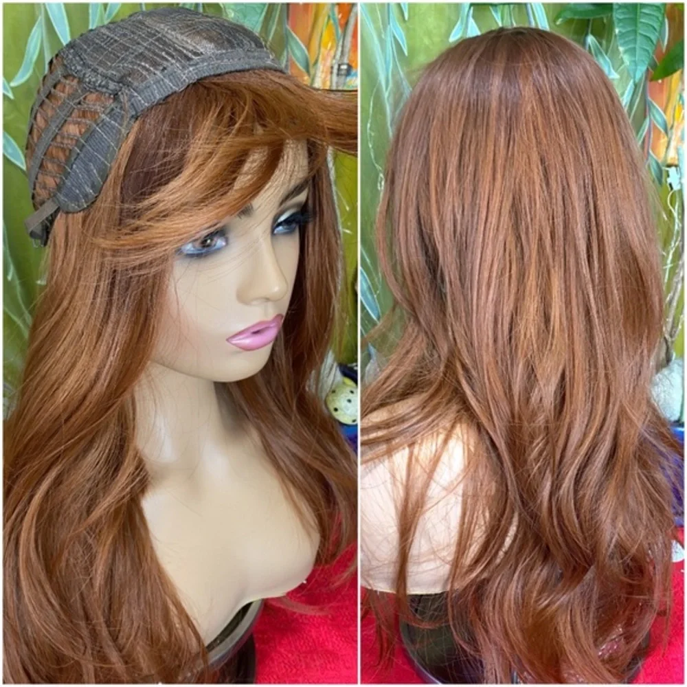 BACK IN Long ginger redhead wig with bangs
